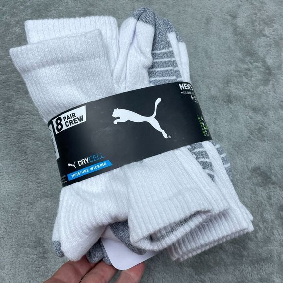 Puma 8 Pair Crew Mens Socks Moisture Wicking Cushioned Arch Support a1486 - Picture 1 of 5